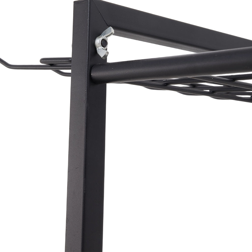 Metal Garden Tool Storage Rack with Two Tier Shelves