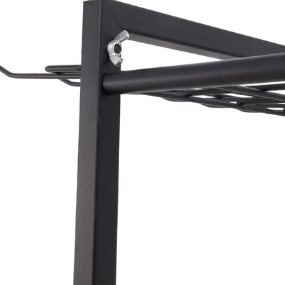 Metal Garden Tool Storage Rack with Two Tier Shelves