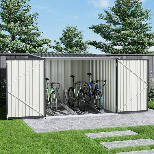 195CM Wide Steel Garden Bike Shed Bicycle Storage Shed