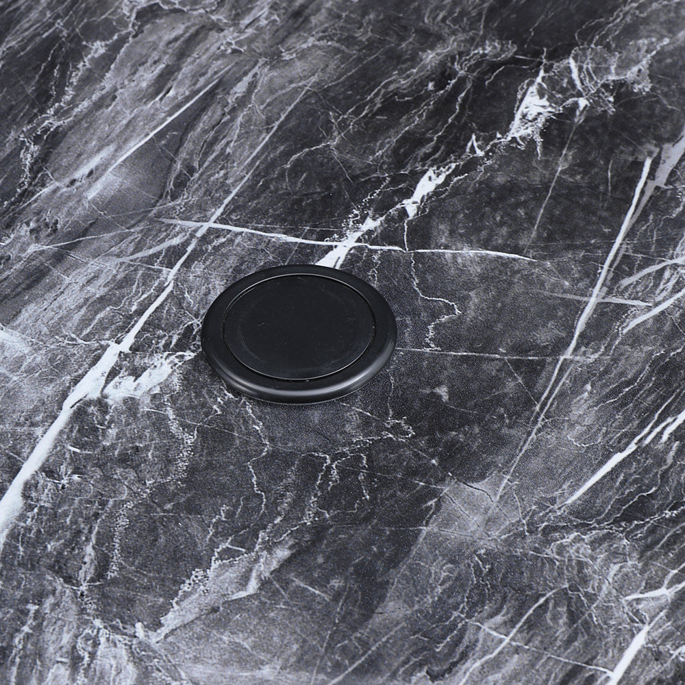 Black Garden Square Marble Patio Table With Umbrella Hole