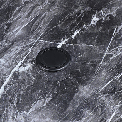 Black Garden Square Marble Patio Table With Umbrella Hole