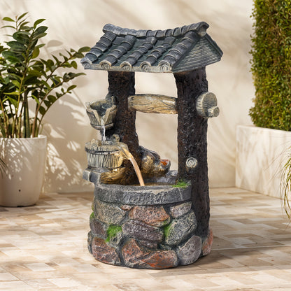 Solar Garden Water Fountain with Cascading Water Feature