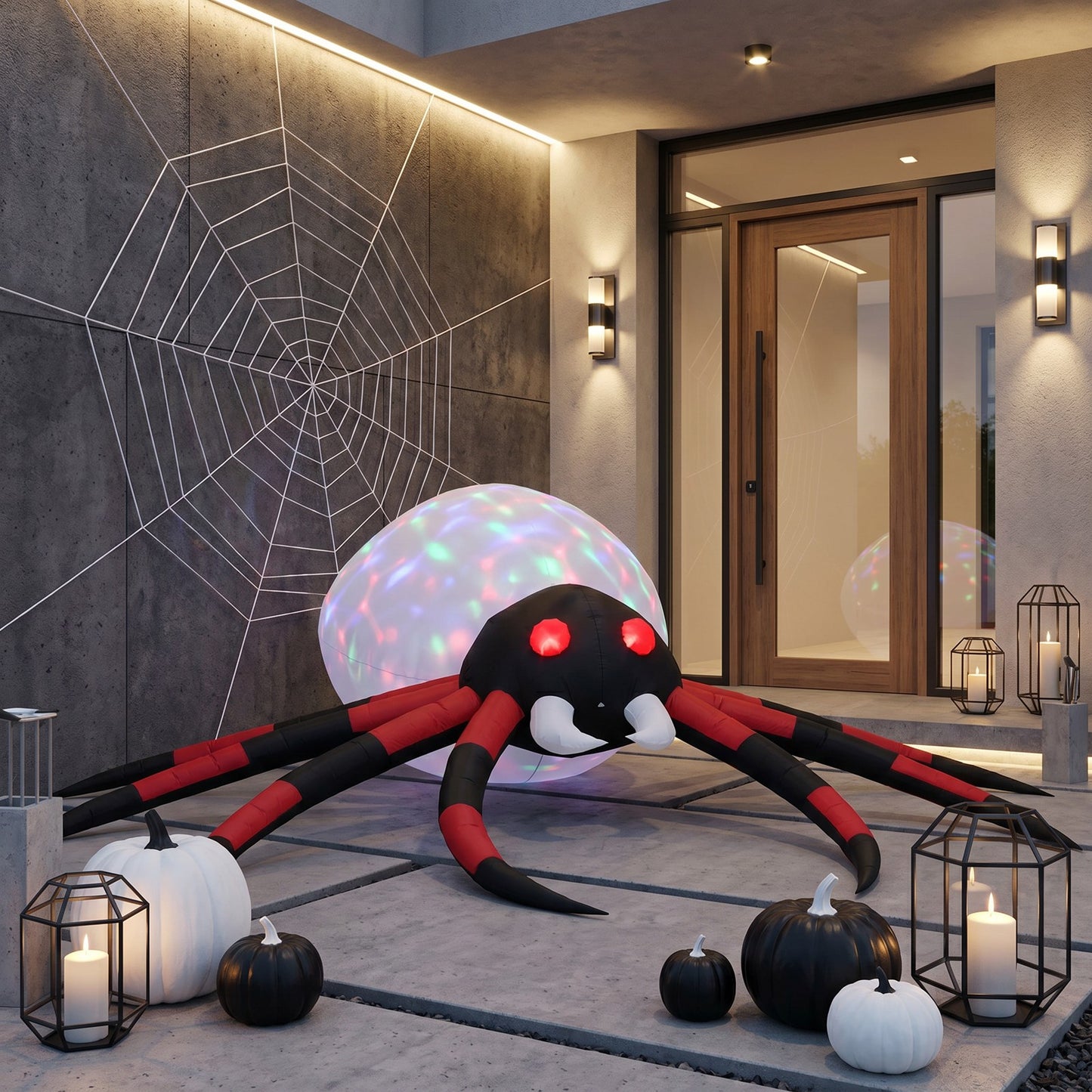 7 FT Halloween Inflatable Giant Spider with Built-in LED Lights