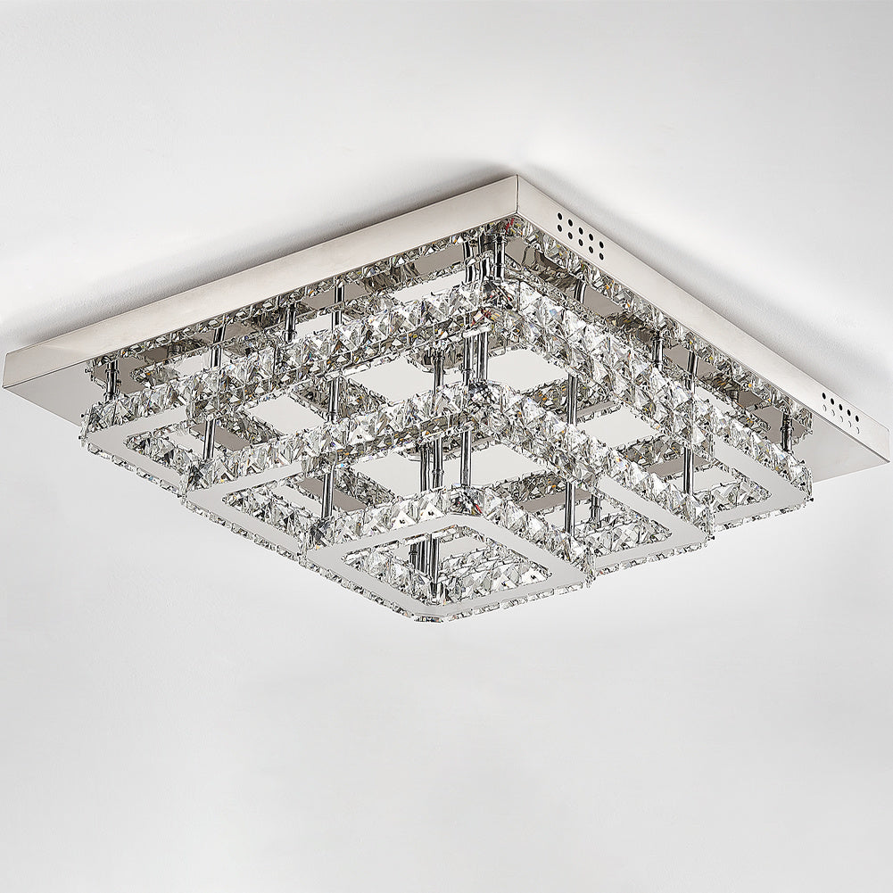 Square Large-size Glamourous Crystal LED Ceiling Light