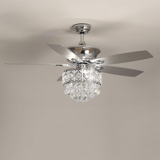 Modern Crystal 3-Light Ceiling Fan with Remote