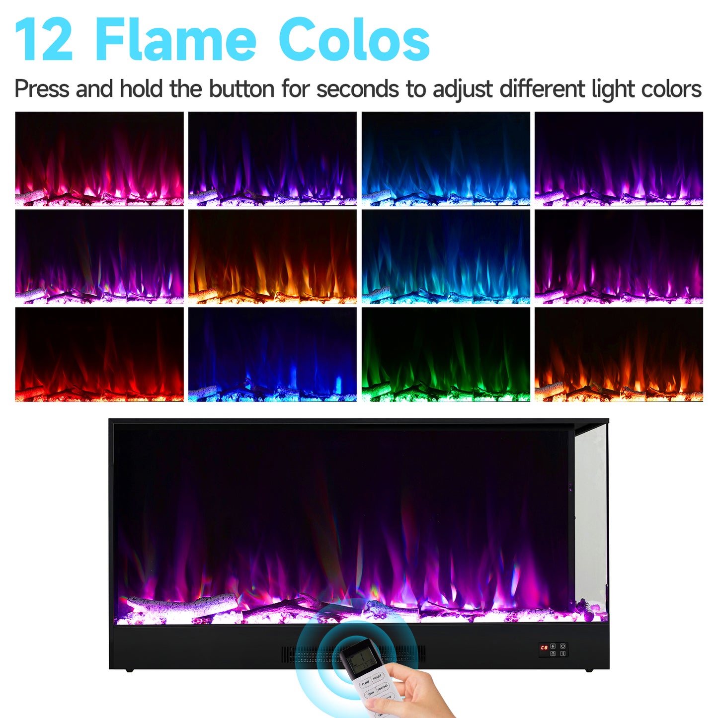 Modern Recessed Electric Fireplace with Remote