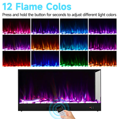 Modern Recessed Electric Fireplace with Remote