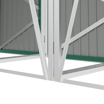 Green Metal Outdoor Garbage Bin Shed For 3 Trash Bin