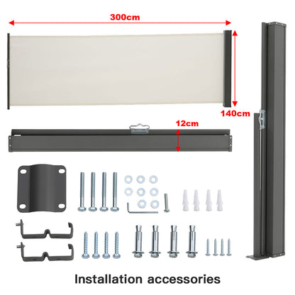 Outdoor Retractable Privacy Side Awning - Beige