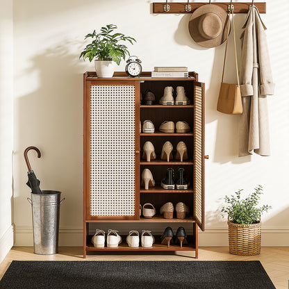 Bamboo Shoe Storage Cabinet with Doors