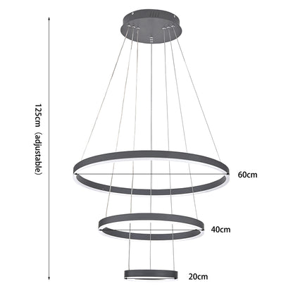 Modern 3 Ring Aluminum Round Hanging LED Pendant Light