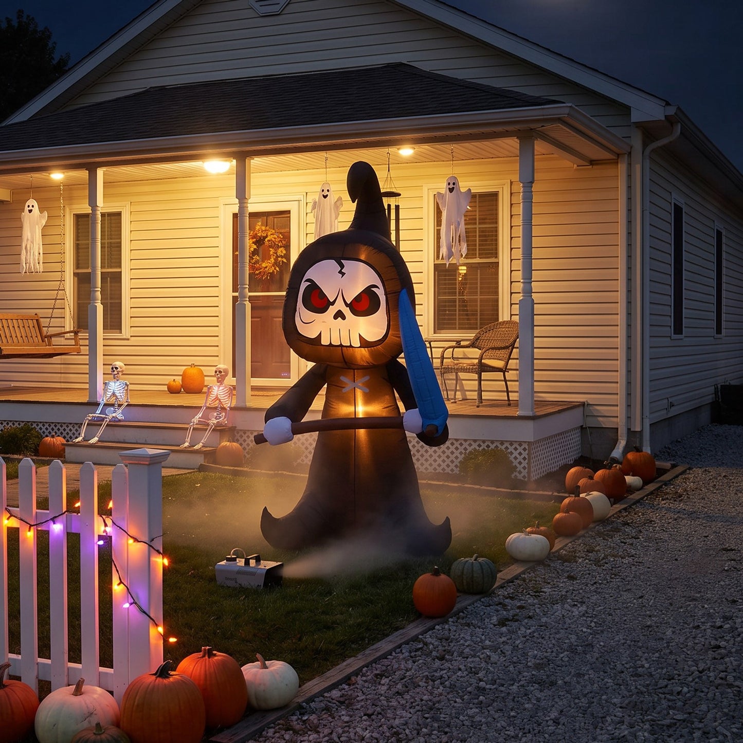 6.6FT Halloween Inflatable Grim Reaper Decoration with Built-in Lights