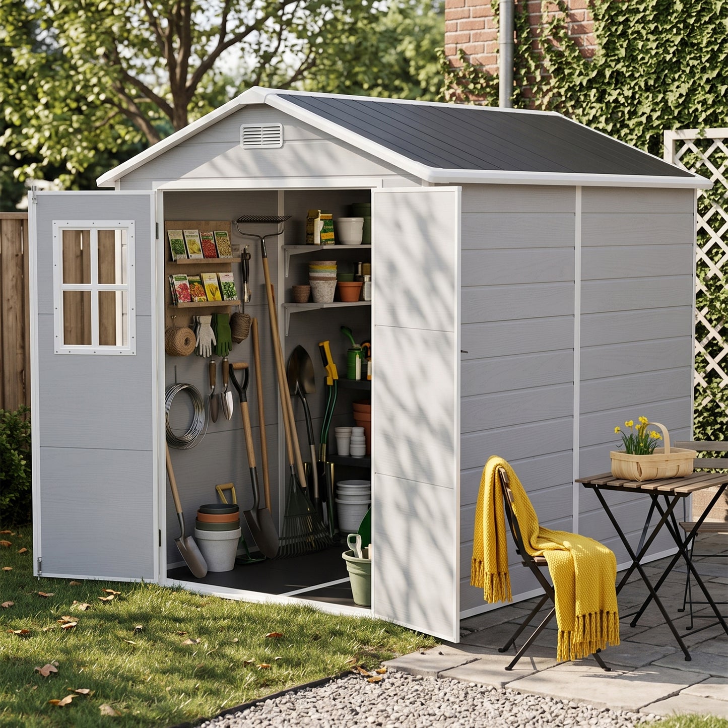 6x8 FT Outdoor Garden Plastic Storage Shed