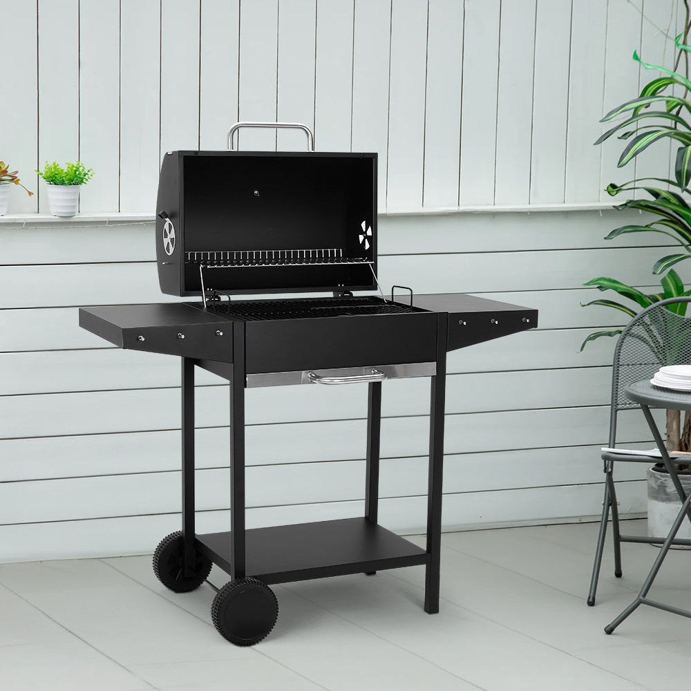 Black Steel Outdoor Garden Charcoal Grill