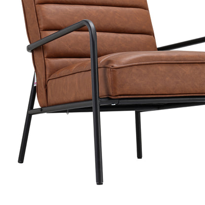 Leisure Soft PU Leather Cushioned Accent Armchair with Metal Frame