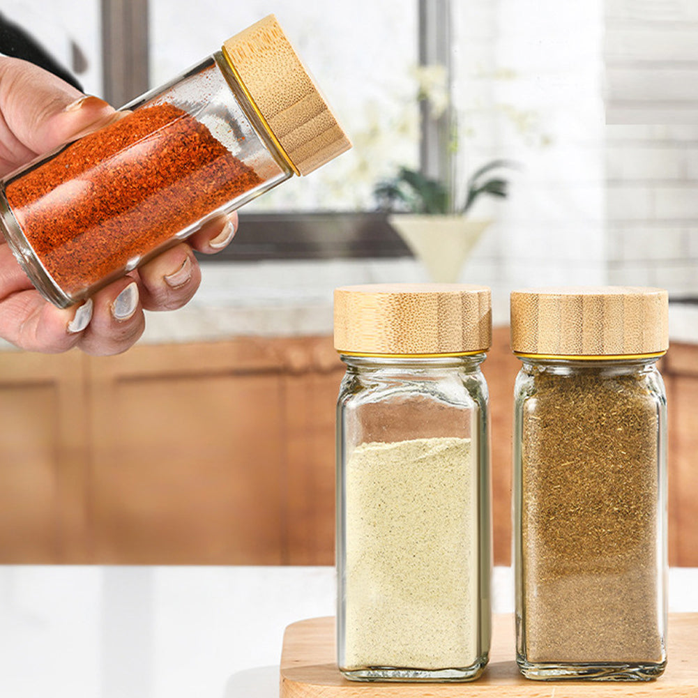 12Pcs / 24Pcs Glass Spice Jars with Bamboo Lids