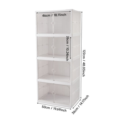 4-Tier Foldable Storage Cabinet Shoes Organizer with Doors