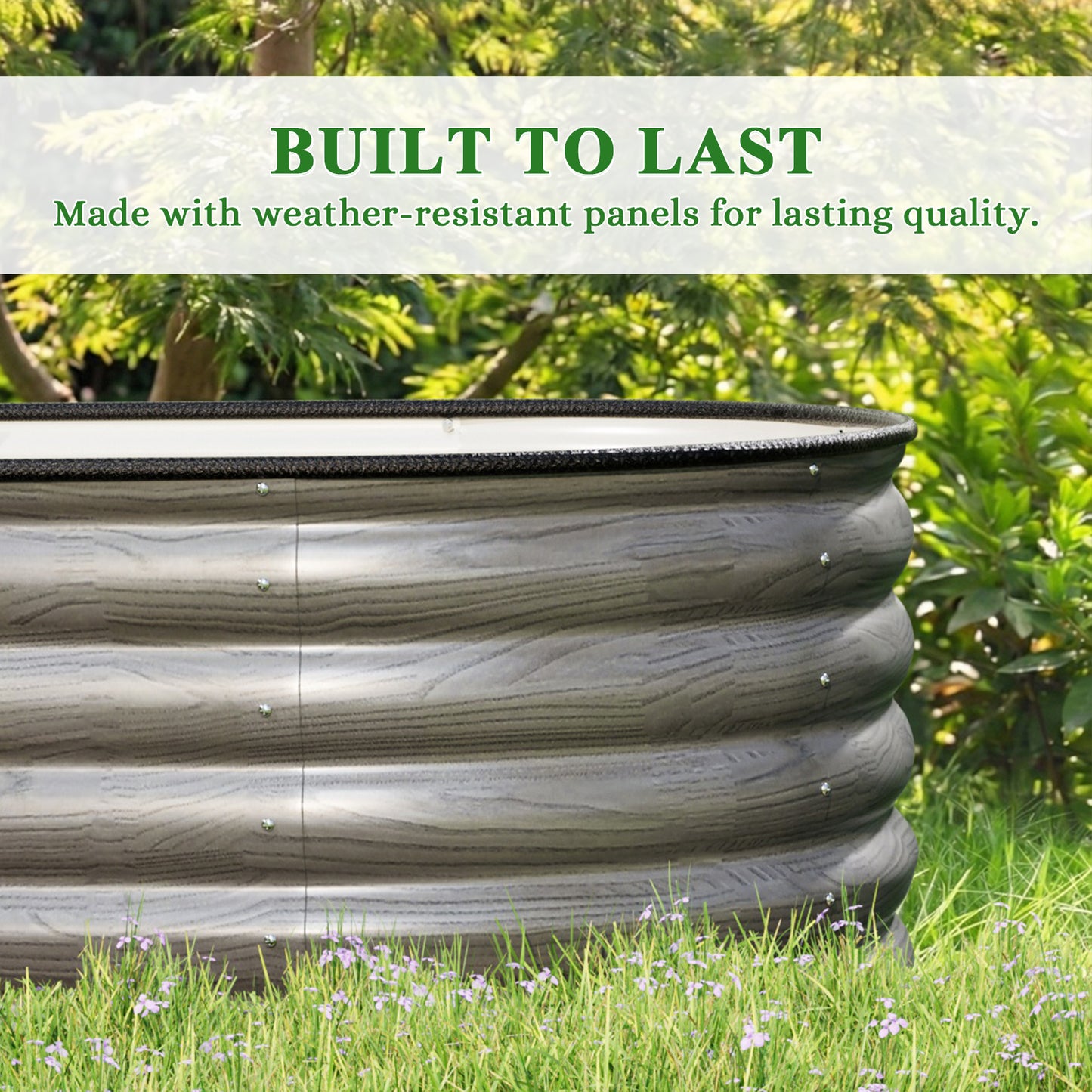 Outdoor Galvanized Steel Raised Garden Bed with Trellis