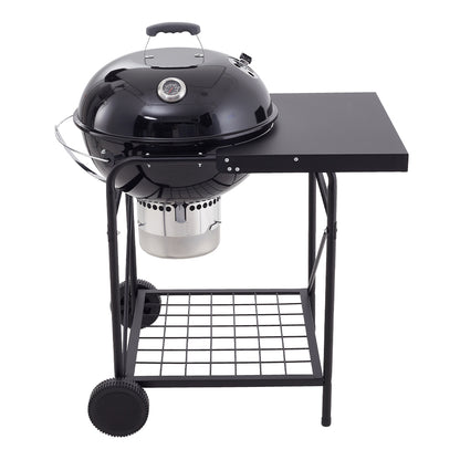 Outdoor Round Charcoal Grill with Side Table