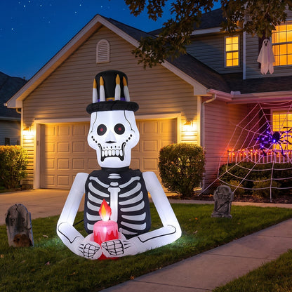 6.2FT Halloween Inflatable Gentleman Skeleton Decoration with Built-in Lights