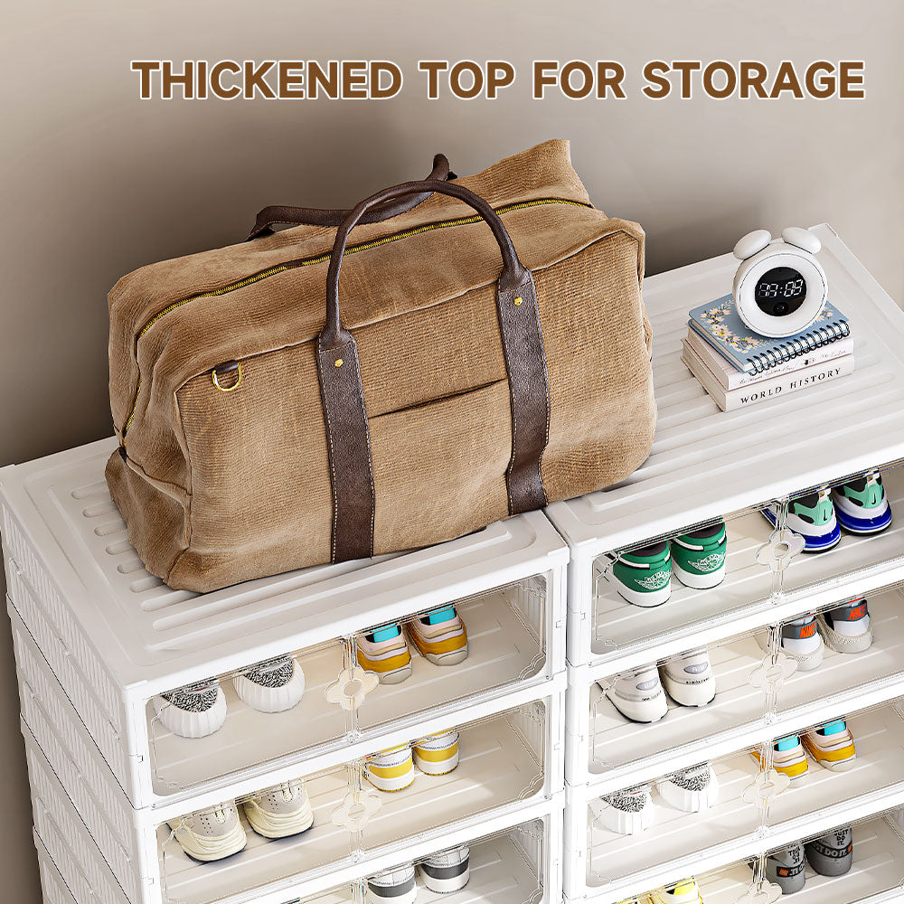 4-Tier Foldable Storage Cabinet Shoes Organizer with Doors