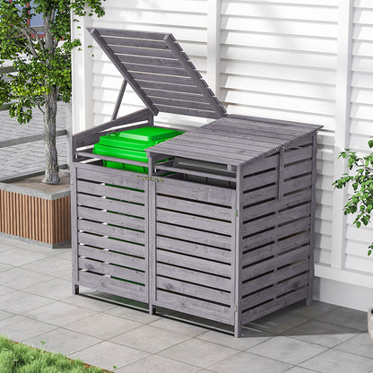 Outdoor Spruce Wood Trash Can Storage Shed