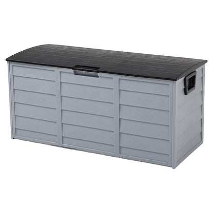 290L Plastic Lockable Grey Garden Storage Box with Black Cover