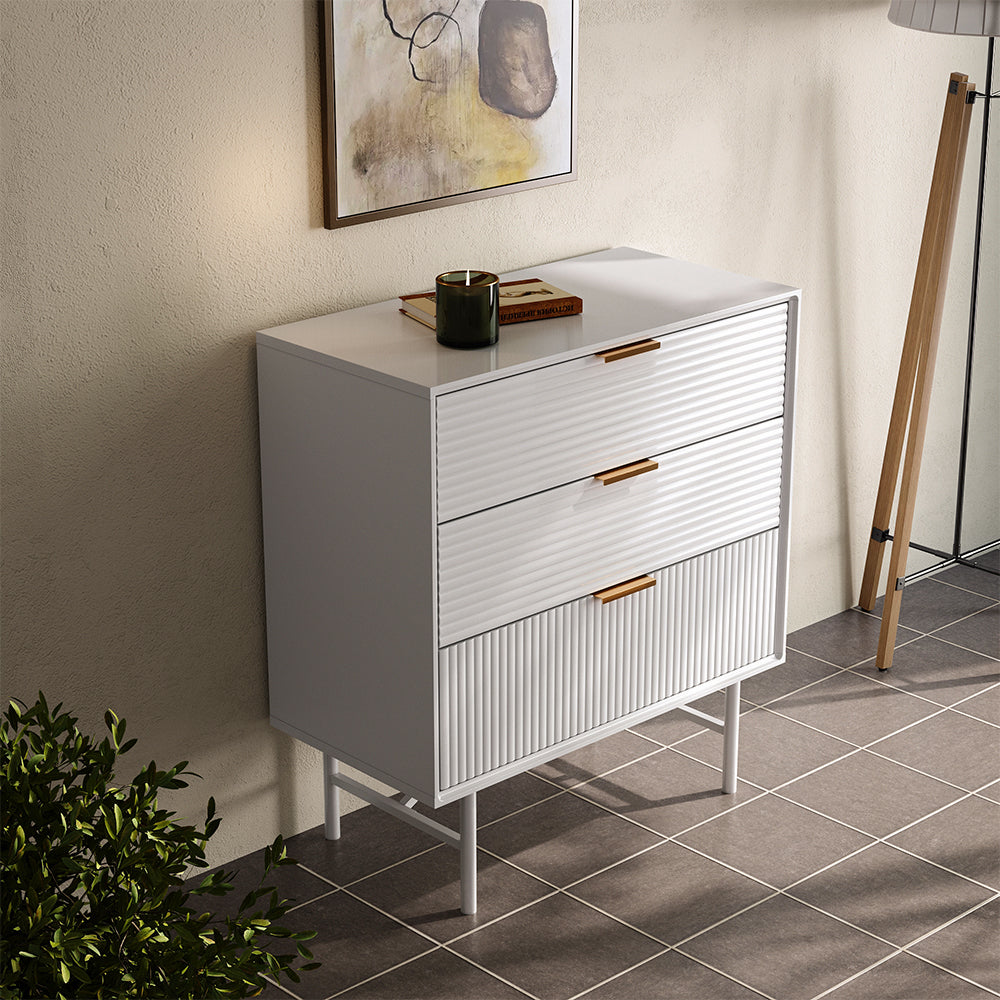 3 Tier Bedroom Striped Storage Cabinet