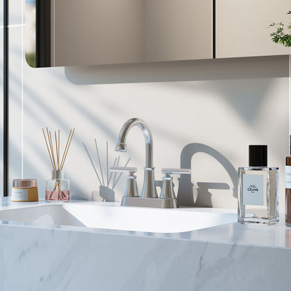 Double Handle Bathroom Sink Faucet with Drainer