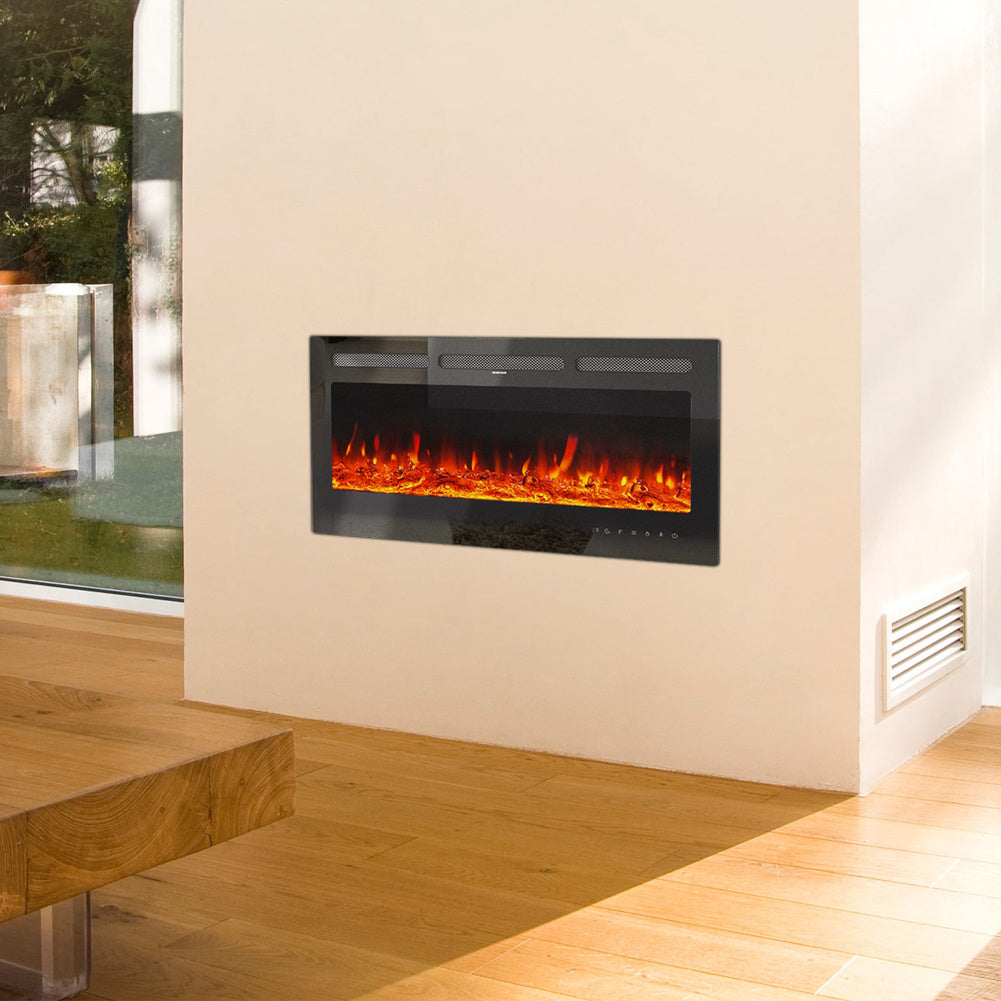 Insert/Wall Mounted Electric Fireplace Adjustable Flame with Remote