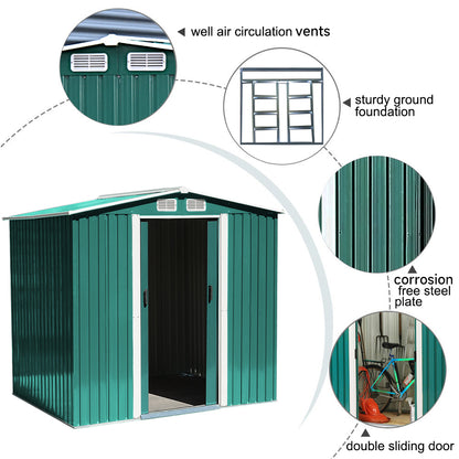 Steel Garden Storage Shed with Gabled Roof Top