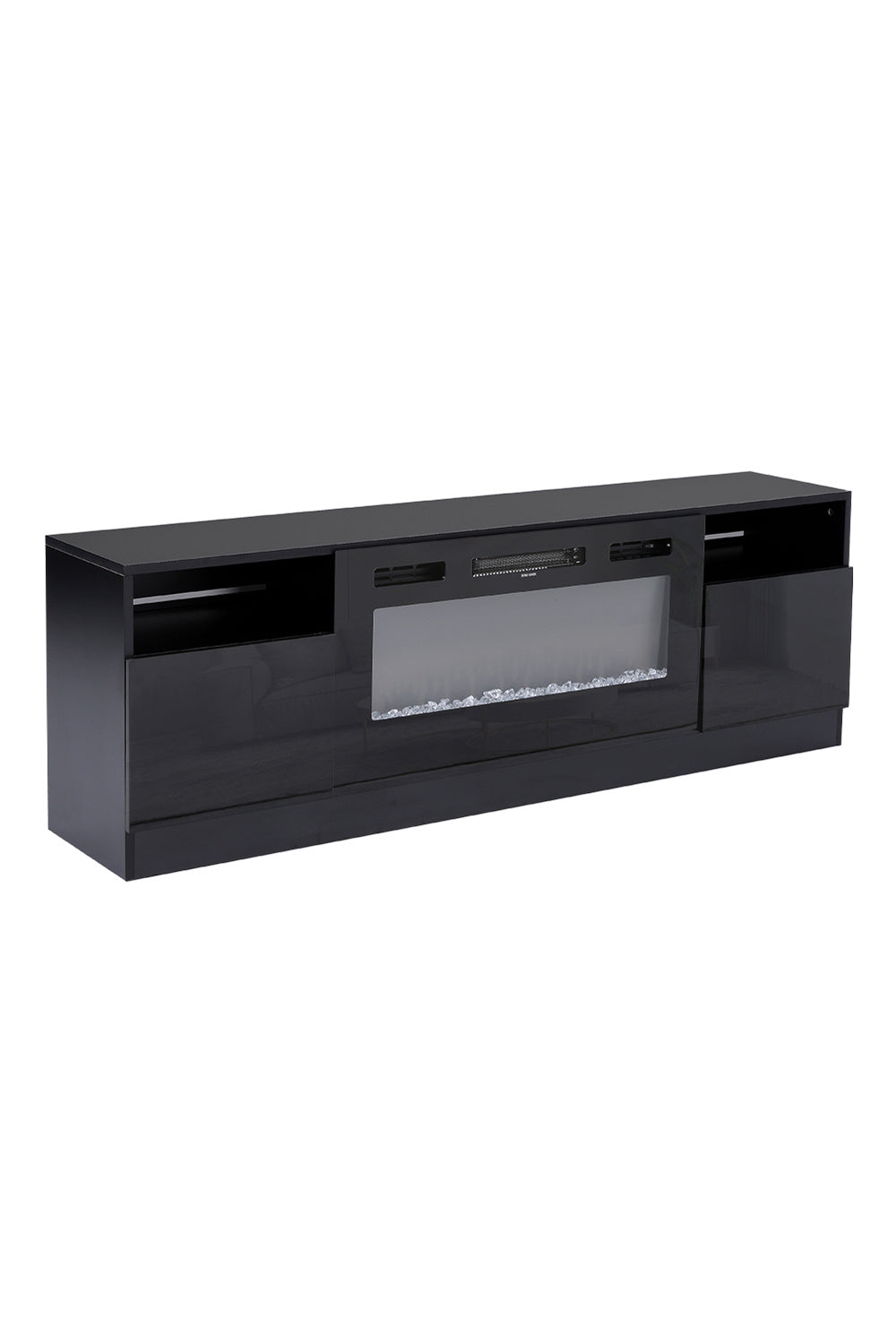 Recessed Electric Fireplace TV Stand with Closed Storage