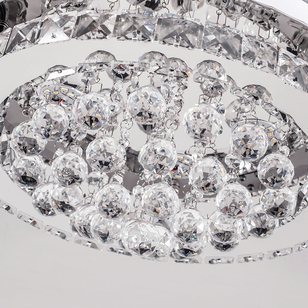 Crystal Round Crystal-droplets LED Semi Flush Mount Ceiling Light