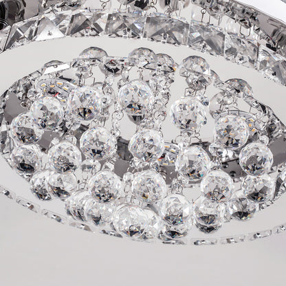 Crystal Round Crystal-droplets LED Semi Flush Mount Ceiling Light