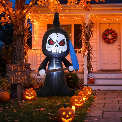 6.6FT Halloween Inflatable Grim Reaper Decoration with Built-in Lights