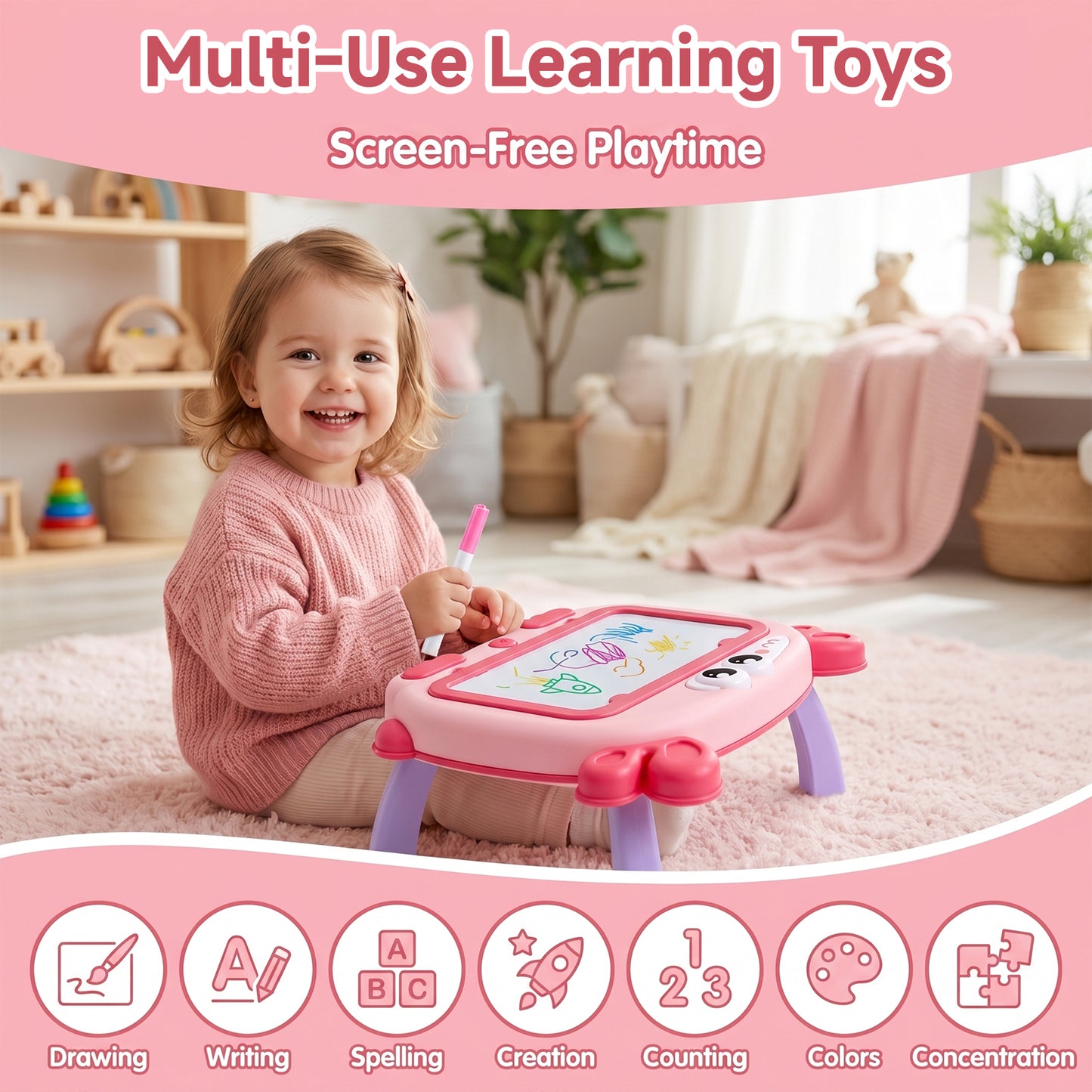 Double-Sided Cartoon Magnetic Drawing Board for Kids