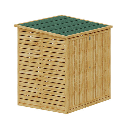 Outdoor Wood Trash Bin Storage Shed