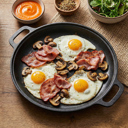 Pre-Seasoned Round Dual-Handle Cast Iron Grill Pan