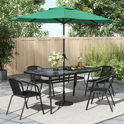 Black Garden Square Marble Patio Table With Umbrella Hole