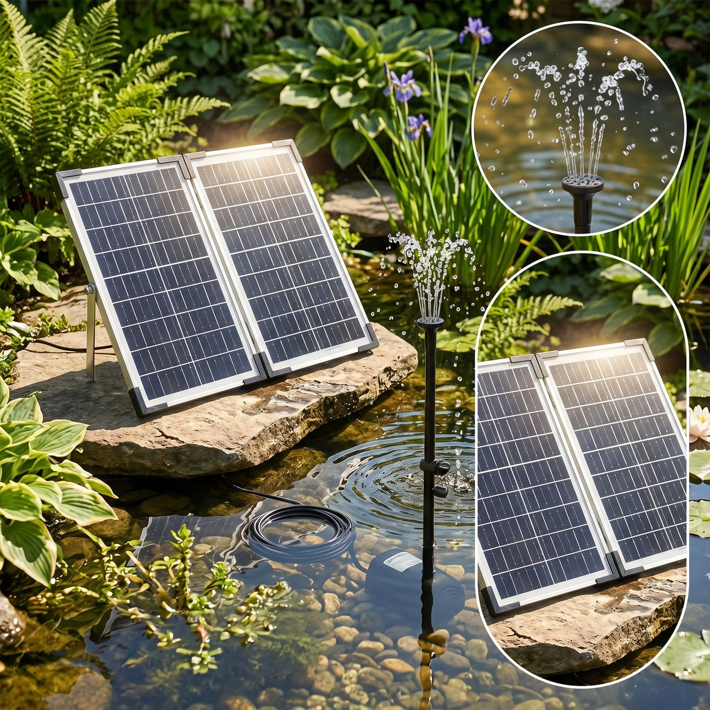 20W Outdoor Solar Fountain Pump Kit