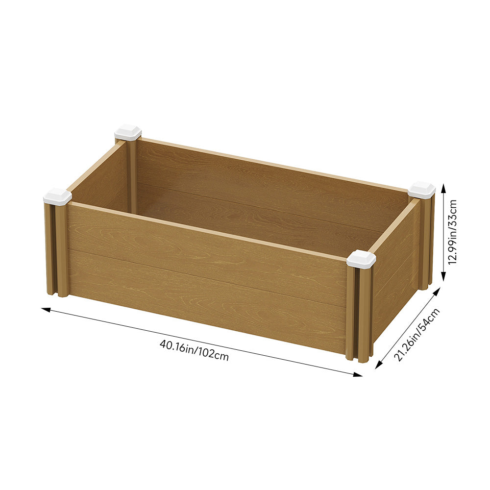 Plastic Wood-Grain Raised Garden Bed Planter