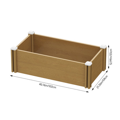 Plastic Wood-Grain Raised Garden Bed Planter