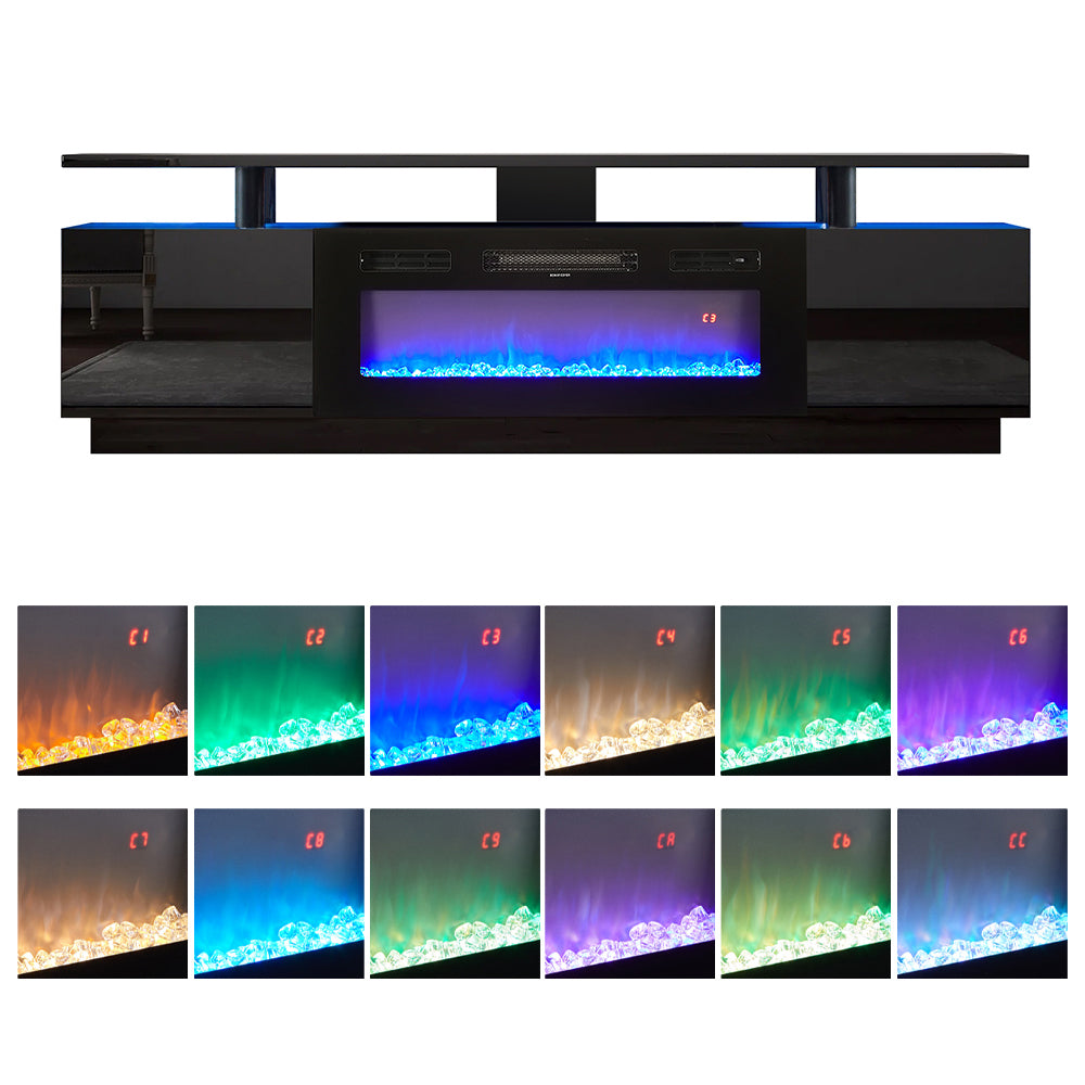 Recessed Electric Fireplace TV Stand with Remote Control