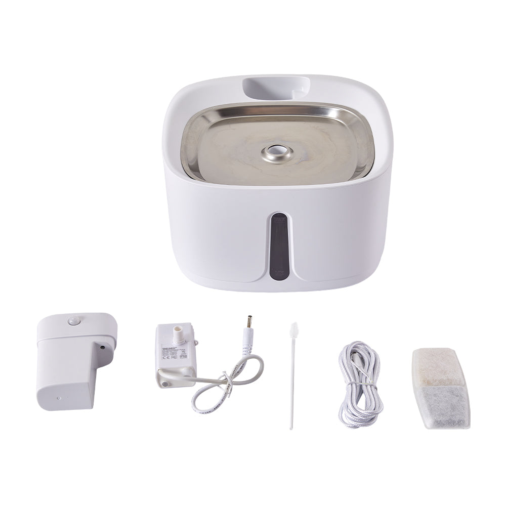White Pet Water Fountain Ultra Quiet with Three Water Flow Modes