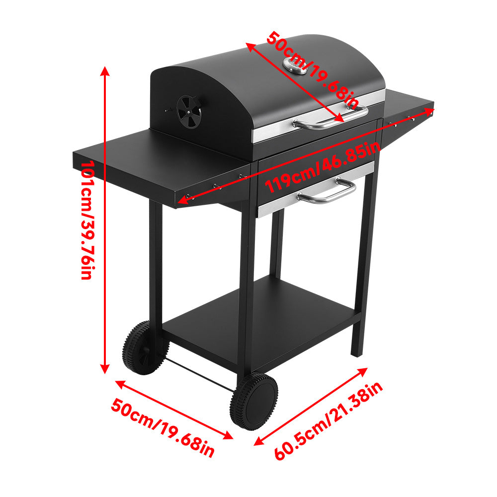 Black Steel Outdoor Garden Charcoal Grill