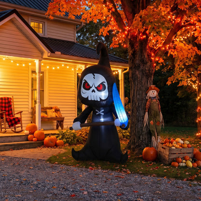 6.6FT Halloween Inflatable Grim Reaper Decoration with Built-in Lights