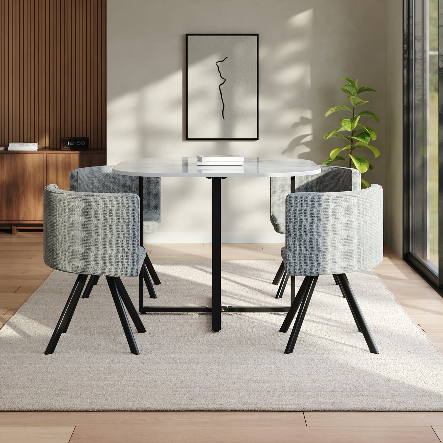 Dining Table Set with 4 Chairs
