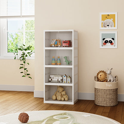 4-Tier Foldable Storage Cabinet Shoes Organizer with Doors