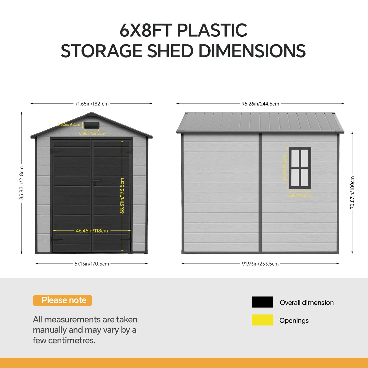 6x8 FT Plastic Outdoor Garden Storage Shed