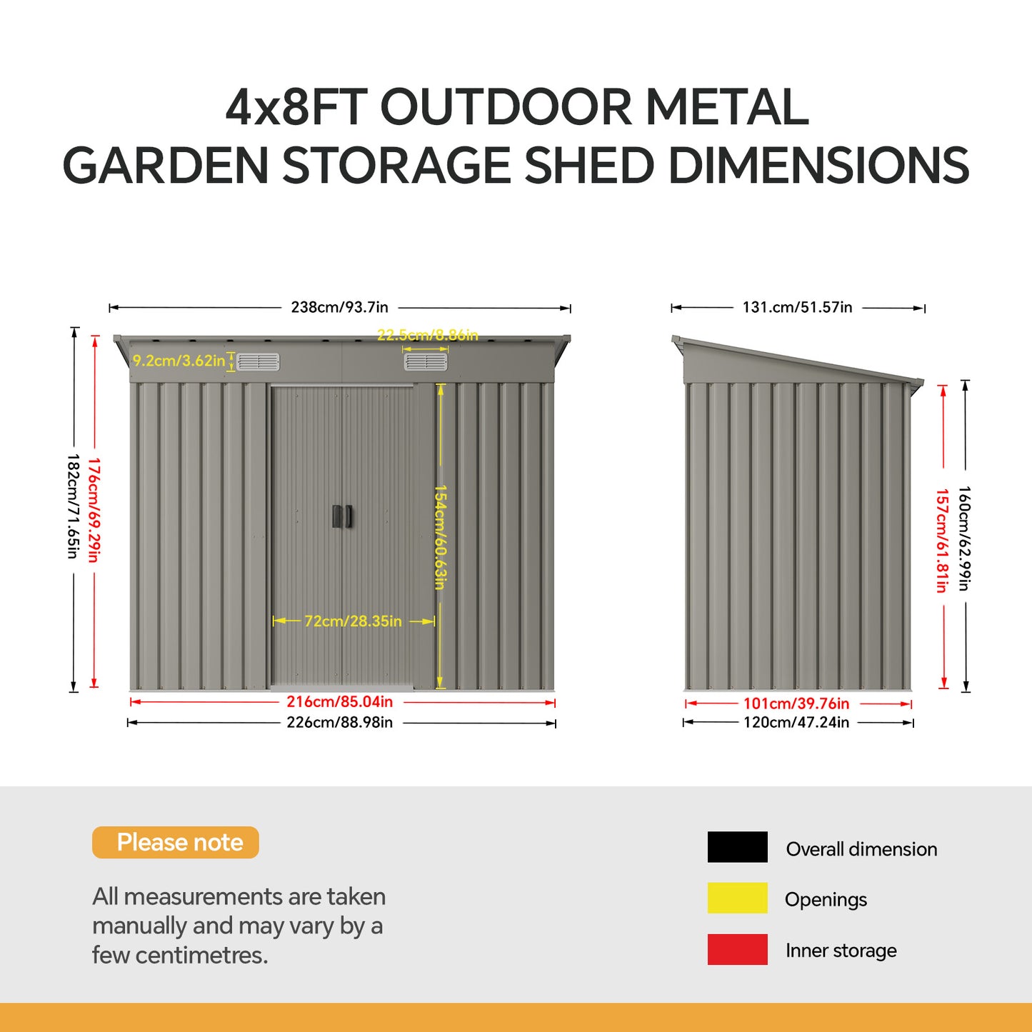 4x8FT Metal Garden Storage Shed